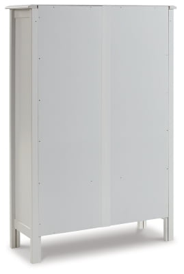 Signature Design by Ashley Miranda Farmhouse Adjustable Accent Cabinet or Wardrobe with Glass Doors, White