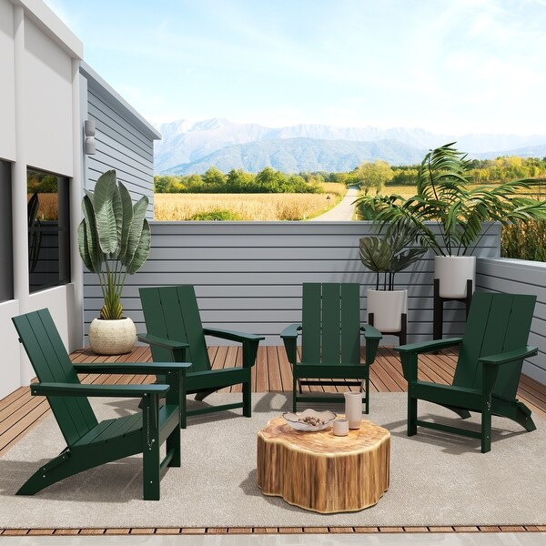 Polytrends Shoreside Modern Poly Folding EcoFriendly All Weather Adirondack Chair (Set of 4)