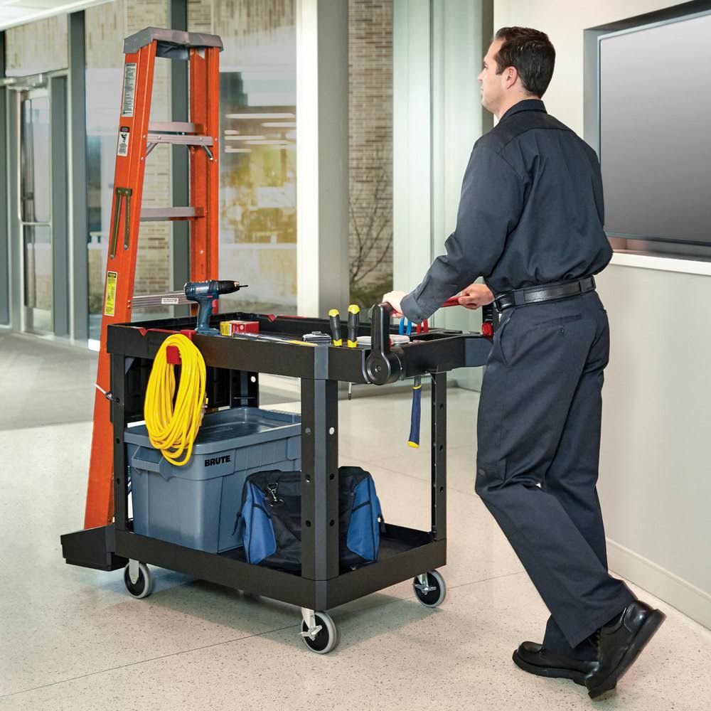 Rubbermaid Commercial Heavy Duty Adaptable Utility Cart, 2 Shelves,