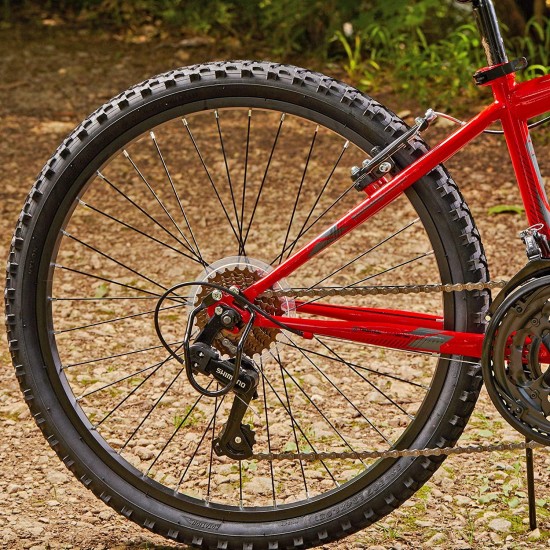 Hardtail Mountain Bike, Stone Mountain 24-26 inch 21-Speed, Lightweight, Gloss Red (74808)