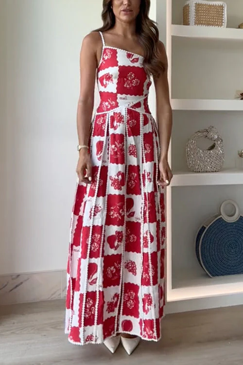 One Shoulder Ric Rac Trim Maxi DressClistos