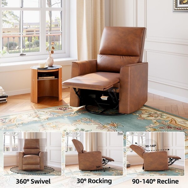 Recliner Chair Swivel Glider,Glider Rocking Chair,Upholstered Leather Sofa