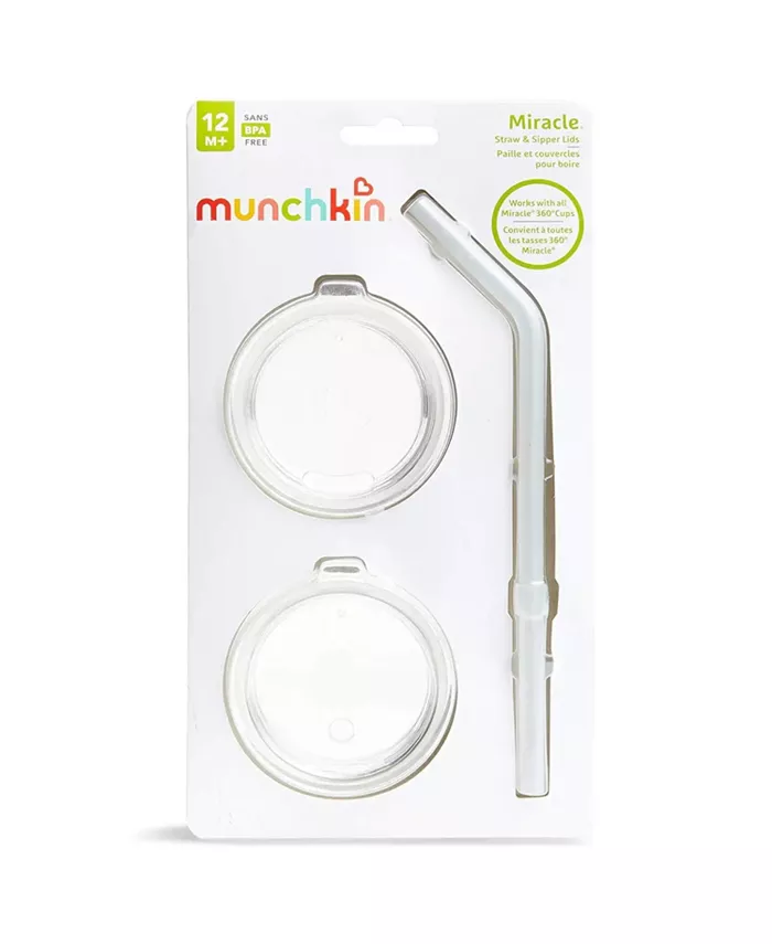 Munchkin Stainless Steel 360 Sippy Cup and 3 piece Sipper and Straw Lid, Purple