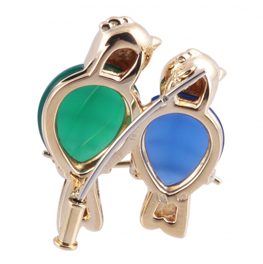 Cartier Chalcedony Bird Motif (inseparable) K18YG Yellow Gold Brooch