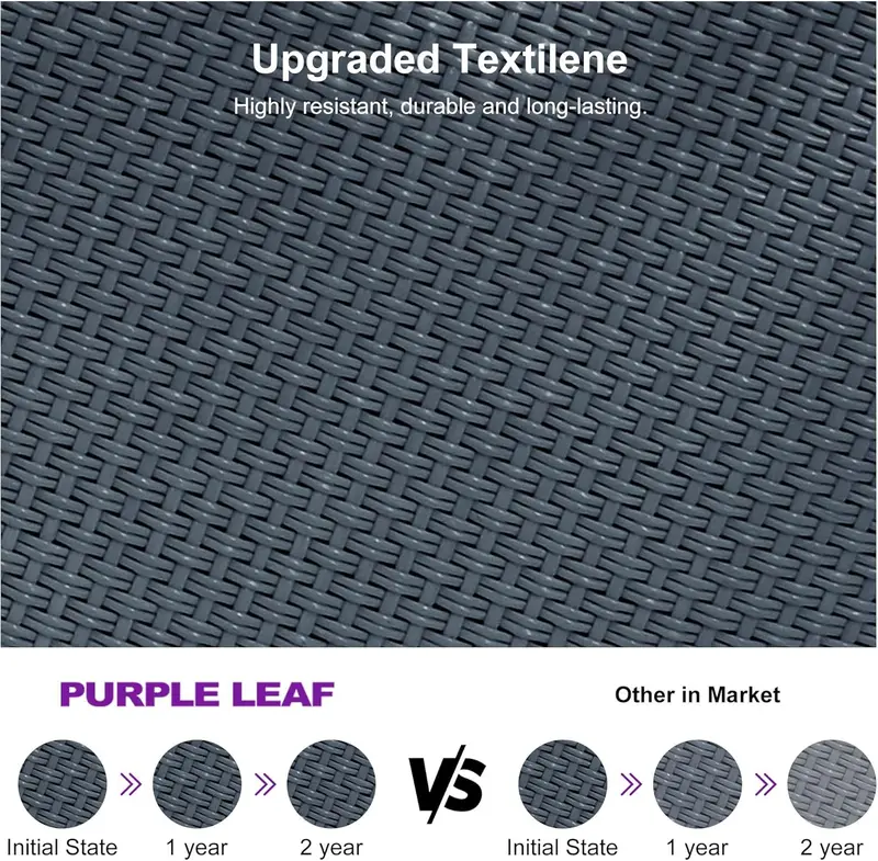 PURPLE LEAF Tanning Lounge Set – Adjustable Aluminum Reclining Chairs with Face-Down Hole, Wheels, Pillows & Matching Table