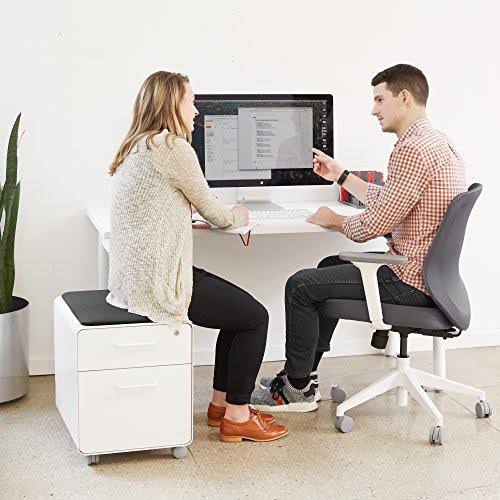 Poppin White Mini Stow 2-Drawer File Cabinet, Rolling