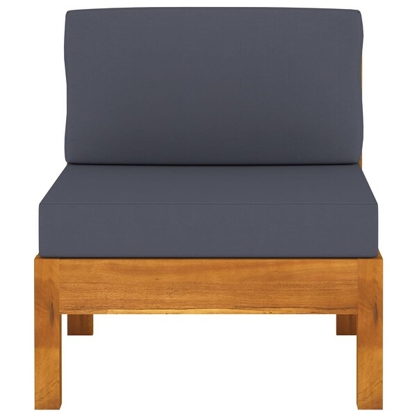 vidaXL Middle Sofas 2 pcs with Dark Gray Cushions Solid Acacia Wood