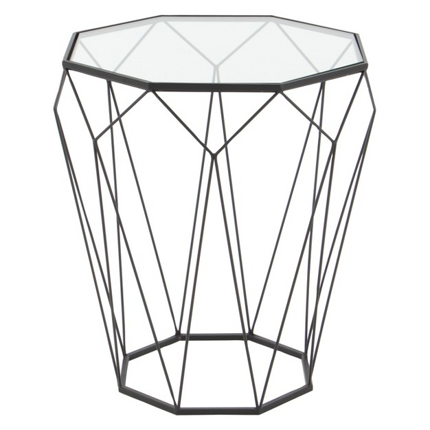 Metal And Glass Octagonal Side Table Dark Gray Olivia amp May