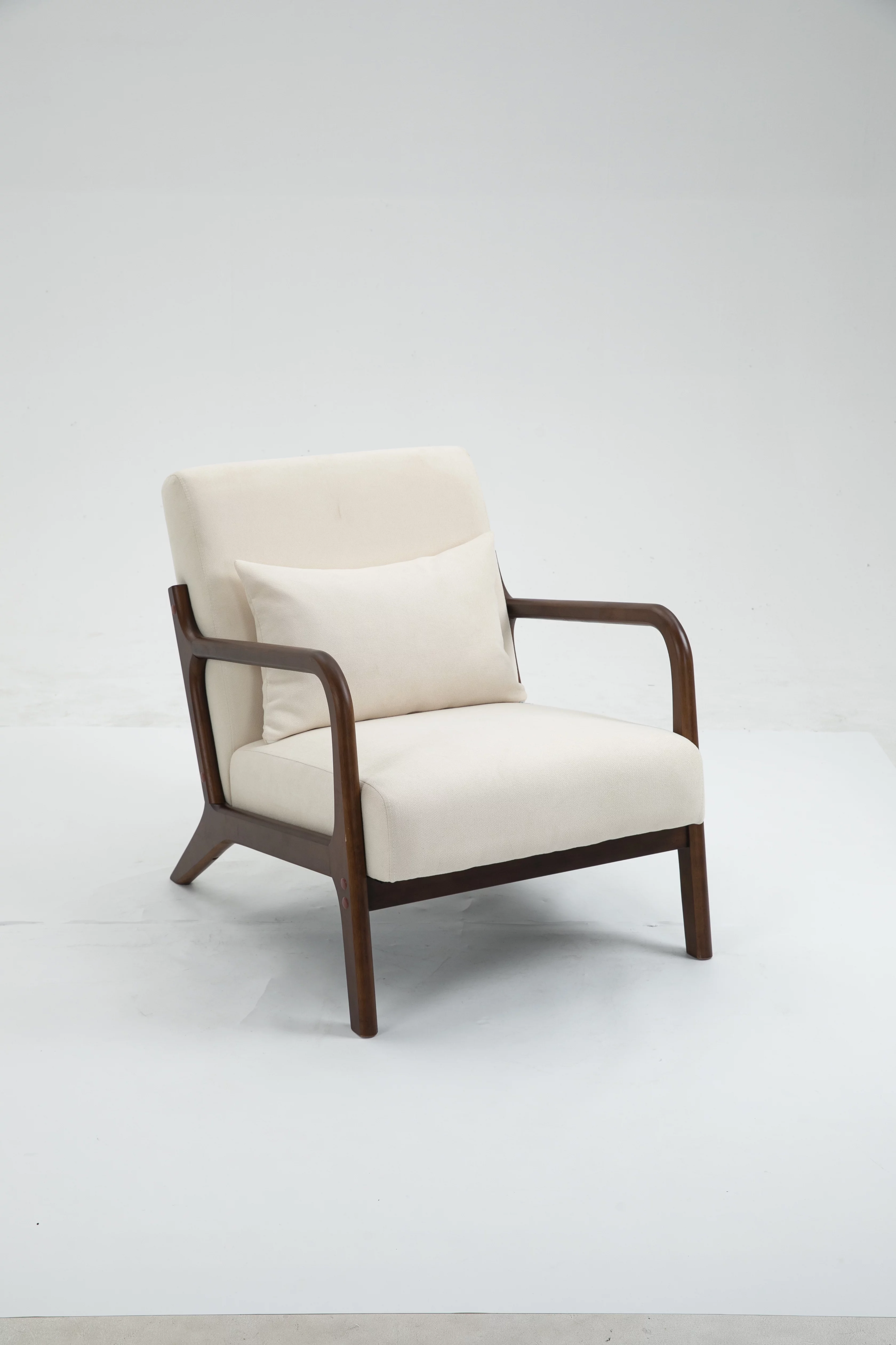 CoSoTower Mid Century Modern Accent Chair with Wood Frame, Upholstered Living Room Chairs with Waist Cushion, Reading Armchair for Bedroom Sunroom