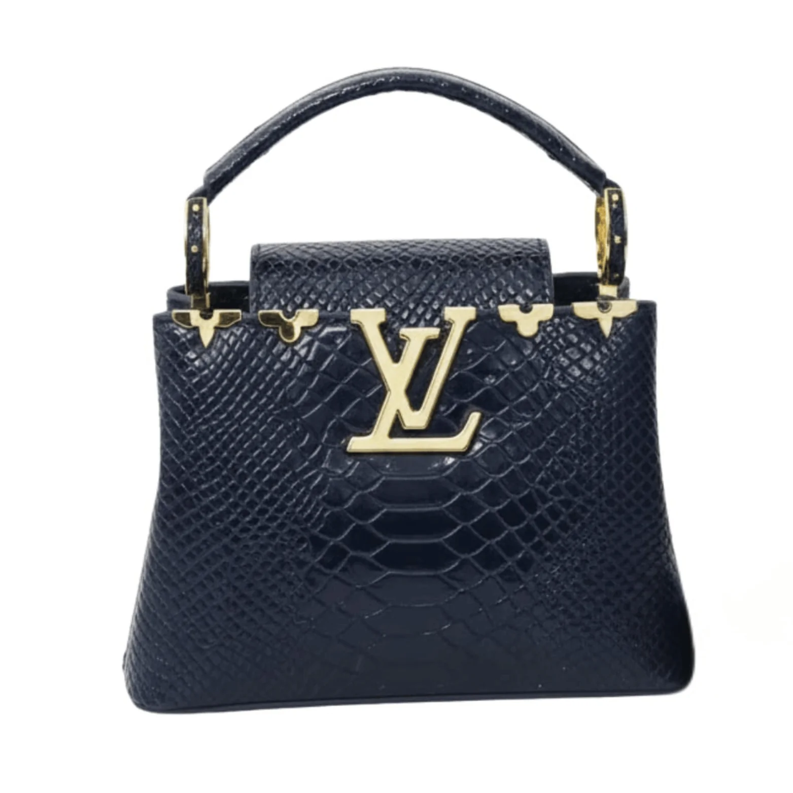 Louis Vuitton Bag | Capucines Mini Handbag Navy Python Skin Gold