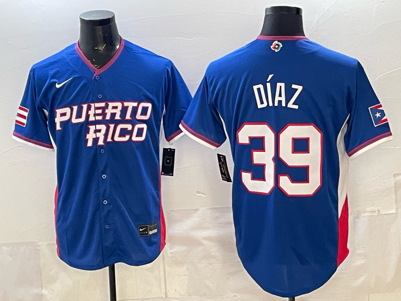 Men's Puerto Rico Baseball Edwin Diaz #39 Royal 2026 World Baseball Classic Stadium Jersey