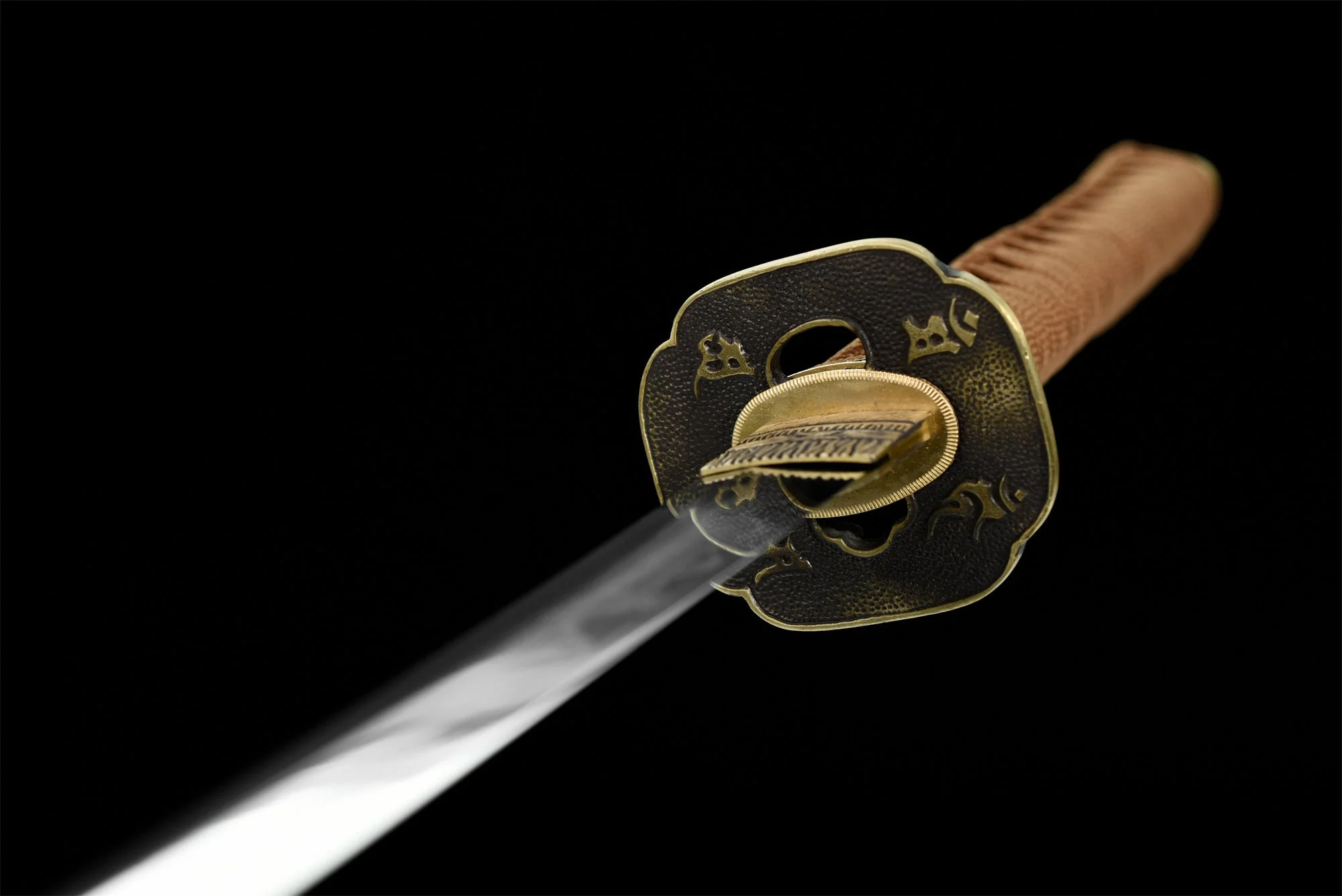 Folding Steel Katana – Clay Tempered, Golden-Brown, Full Tang