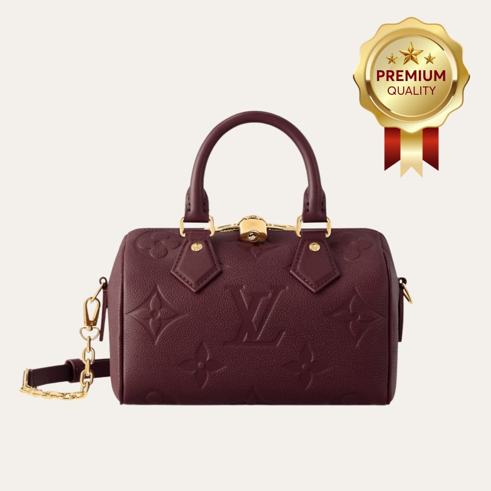 [Premium Quality] – Louis Vuitton Speedy Bandouliere 20 Monogram Empreinte Grenat Red 8.1 Inches M25929