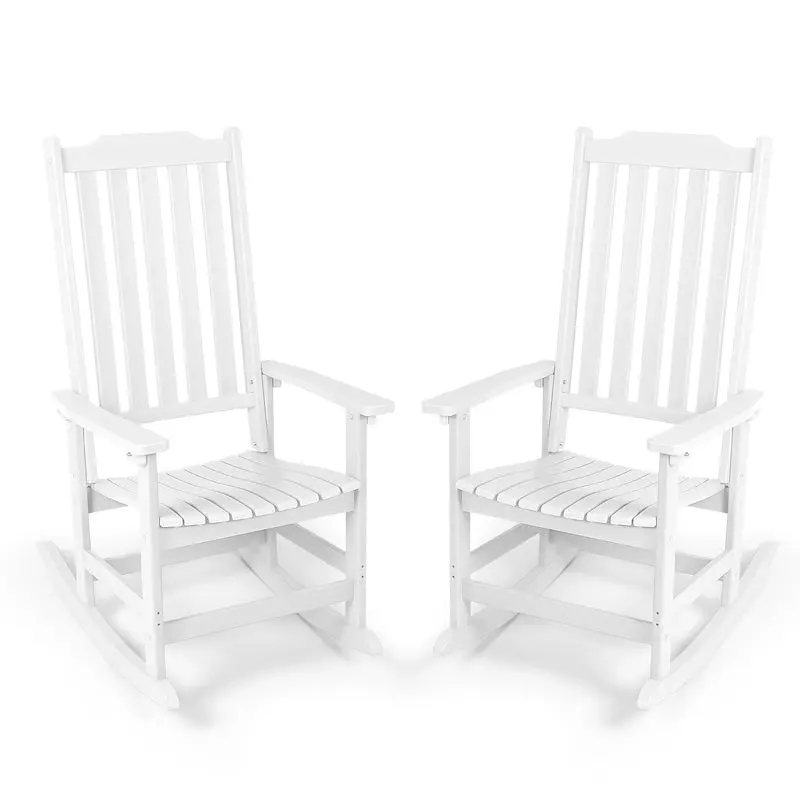 Vrakae All-Weather Rocking Chairs – High-Back Patio Pair with UV-Resistant Construction