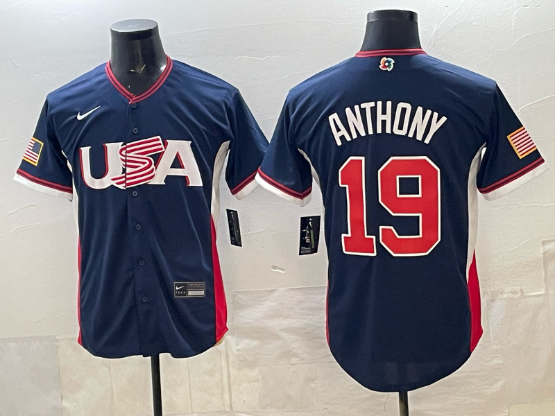 Men's USA Baseball Roman Anthony #19 Navy 2026 World Baseball Classic Stadium Jersey