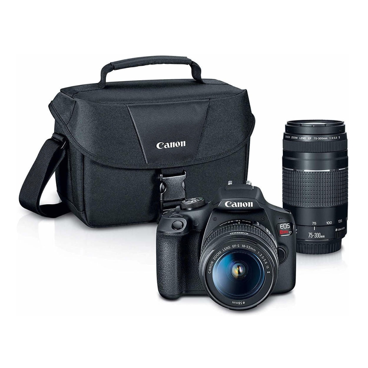 Canon EOS Rebel T7 DSLR Camera 18-55 and 75-300 Double Zoom Lens with Bag Bundle