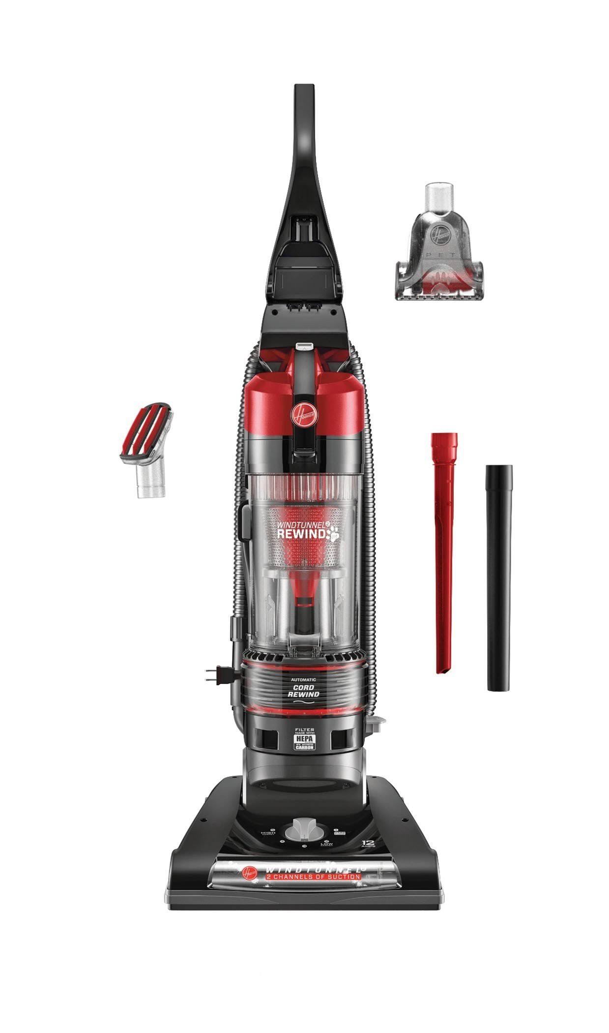 Hoover Windtunnel 2 Rewind Pet Bagless Upright, Red