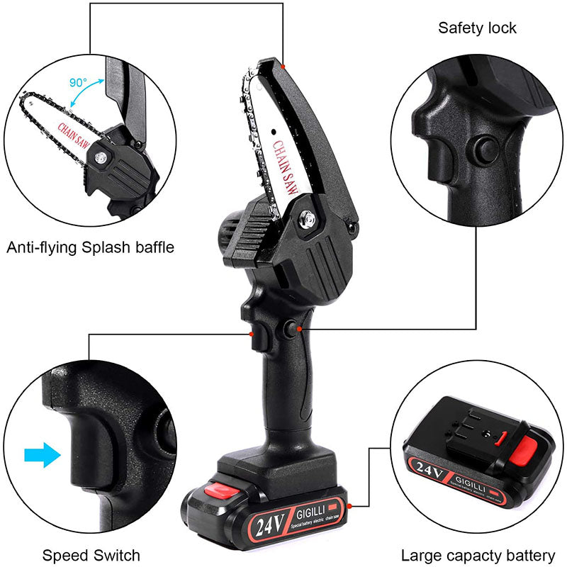 Woosir Upgraded 24V Mini Chainsaw With 2 Batteries 2 Chain
