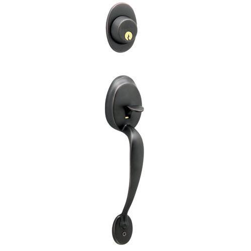 Schlage F62PLY619FLARH Plymouth with Flair Right Hand Double Cylinder Handleset and TRIM, Satin Nickel