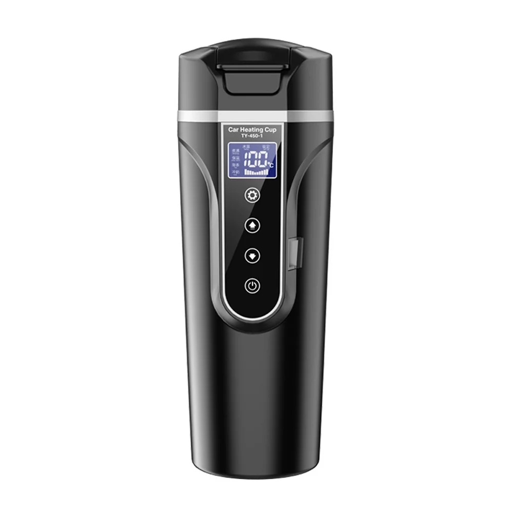 Vehicle Heated Water Cup Electric Kettle Heat Preservation 12.0V Car 24V Truck Household Vehicle Water Heaters Small Electrical Appliances LCD Display Kettle