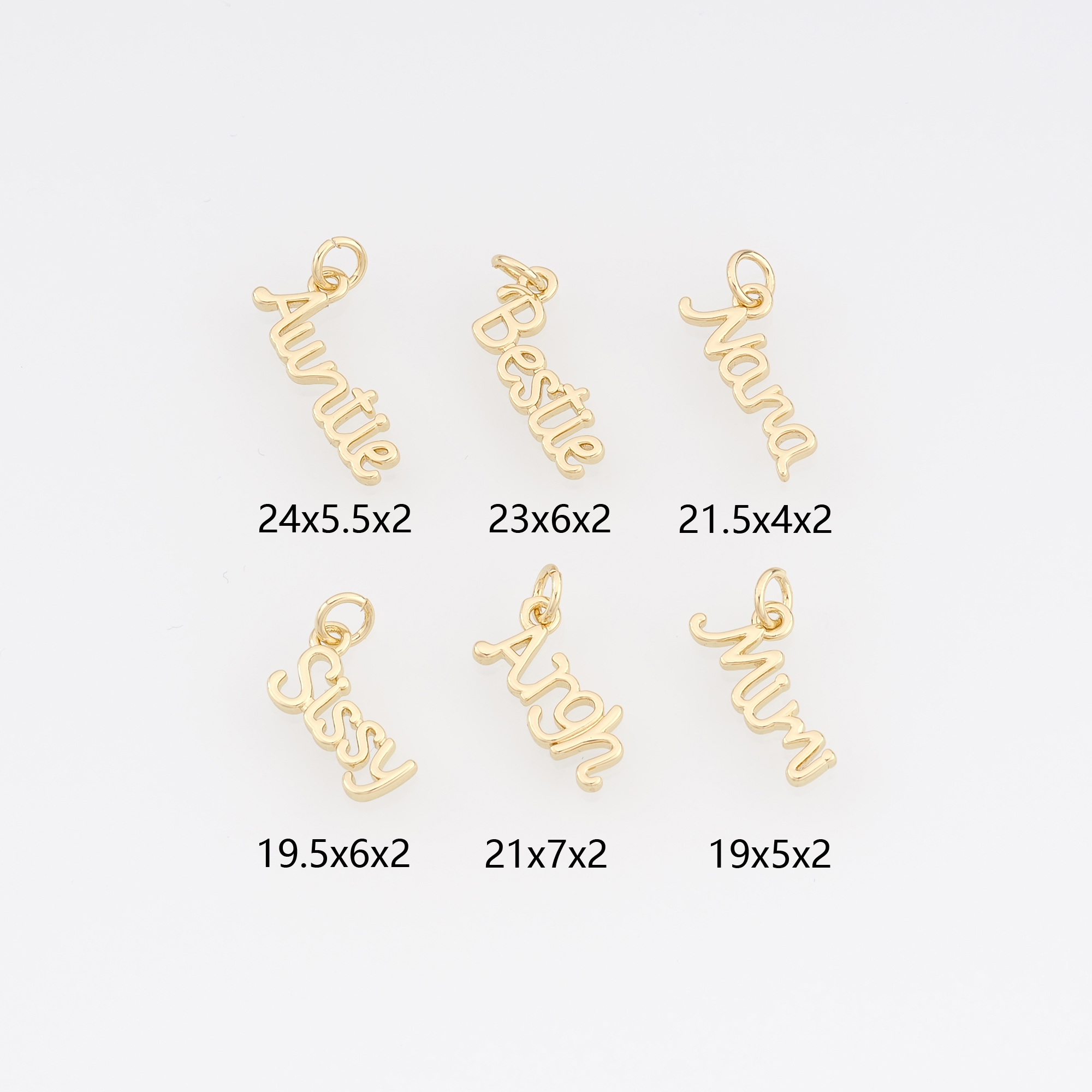 18K Gold Filled Name Pendant,Dainty Nana Charm Earrings Necklace for DIY Jewelry Making Supply