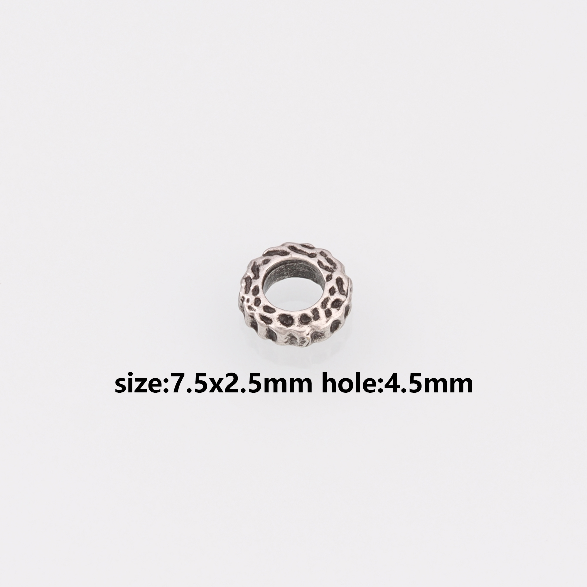 10Pcs Ancient Silver Round Beads,Flat Bead,Round Flat Spacer Beads,DIY Jewelry Making Supply