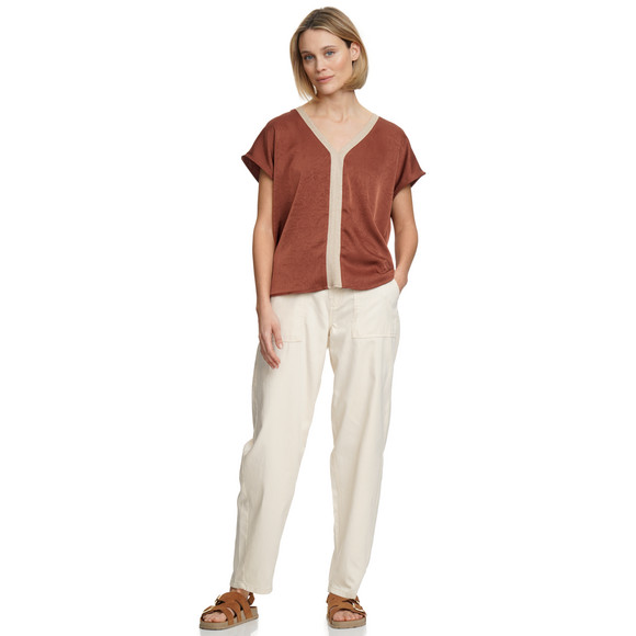 Gina Collection Damen Satin-Bluse mit Effektgarn