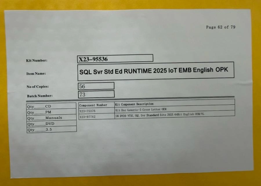 SQL 2025 Standard DVD Package