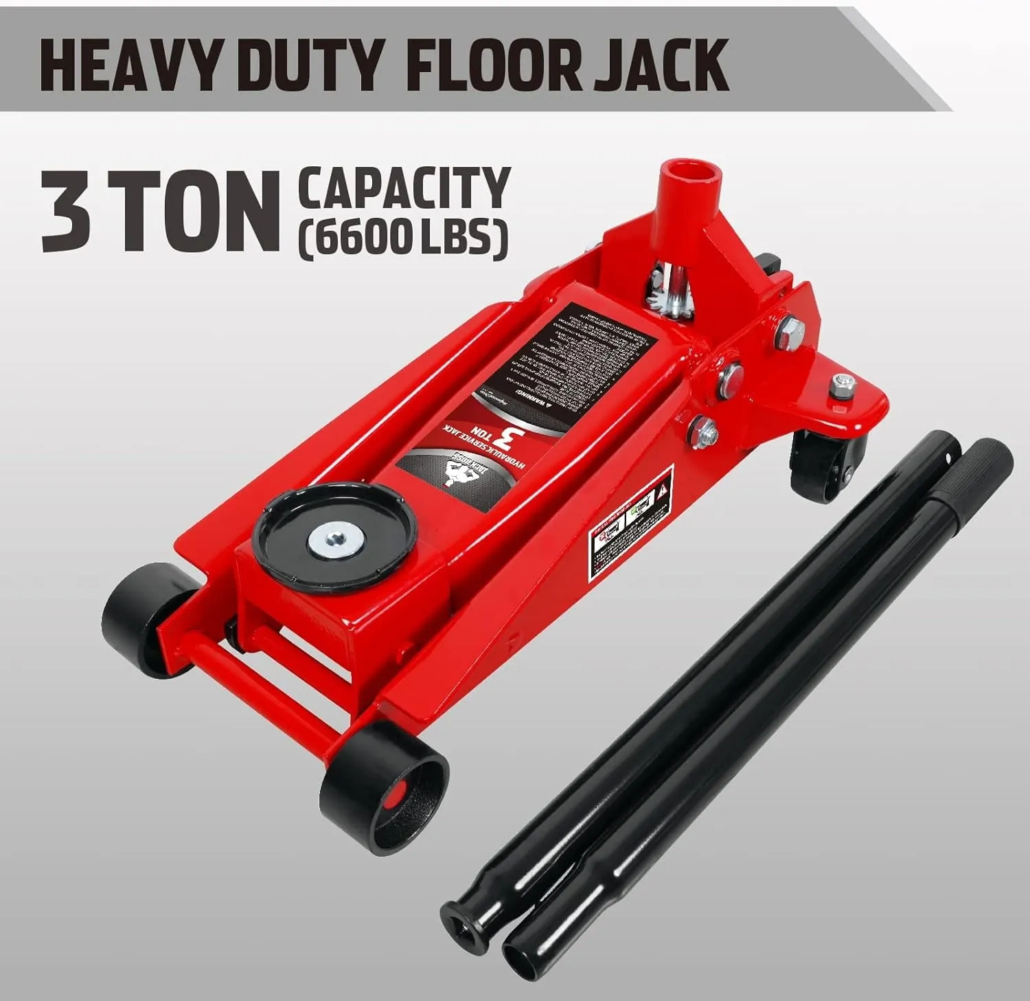 2026 3 Ton Hydraulic Floor Jack with Quick Lift Pump Car Jack, (6,000 lb) Capacity,Red,W83025