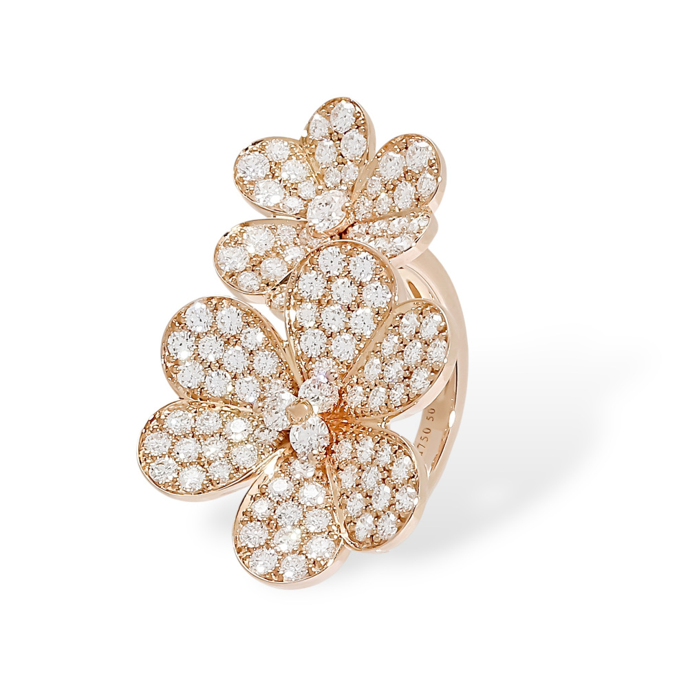 Van Cleef & Arpels Frivole Entre Les Door Ring 18K Rose Gold Diamond VCARP7RK00