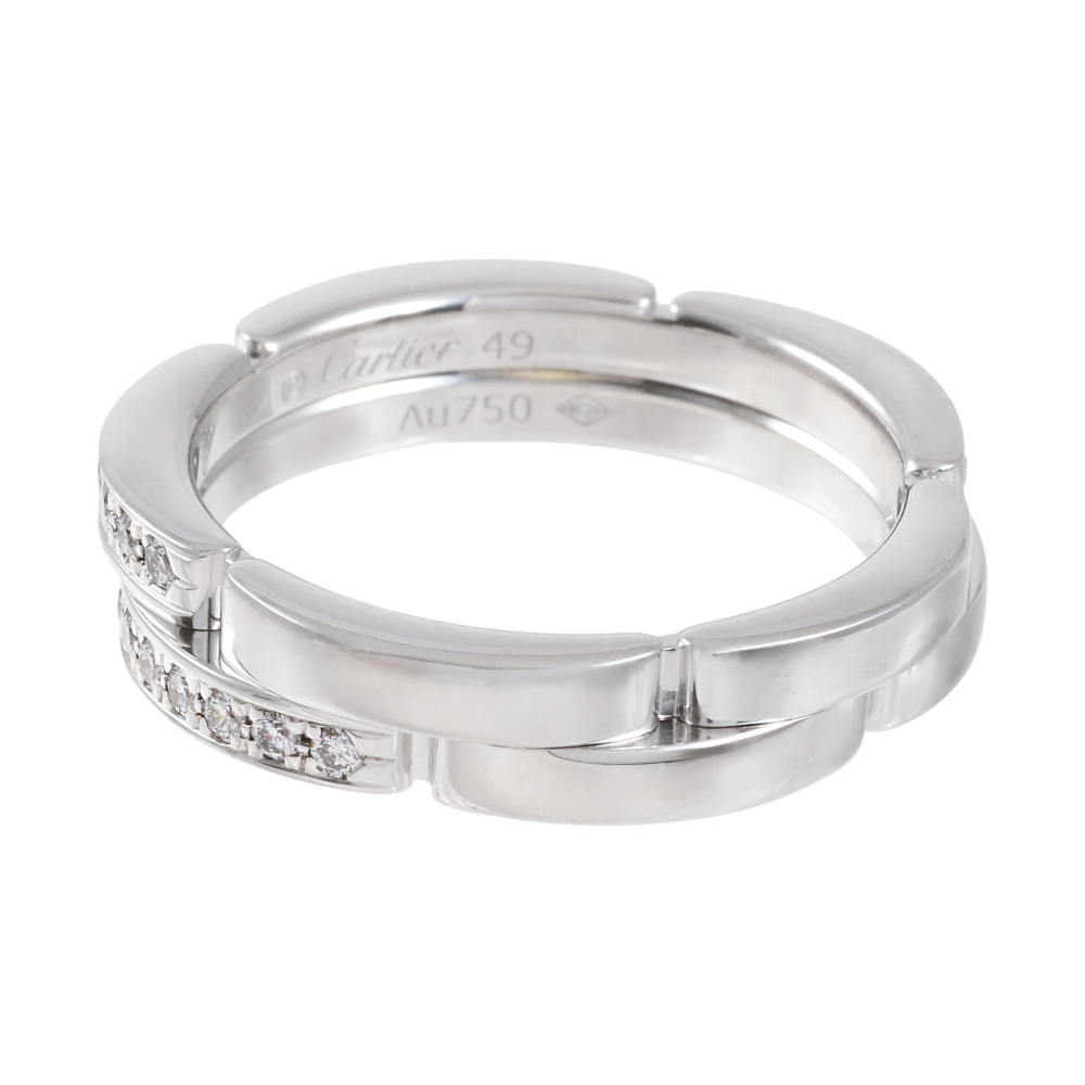 Cartier Mayon Pantale Wedding Ring 2 Companies Semi-pave Setting 18K White Gold Diamond B4098900