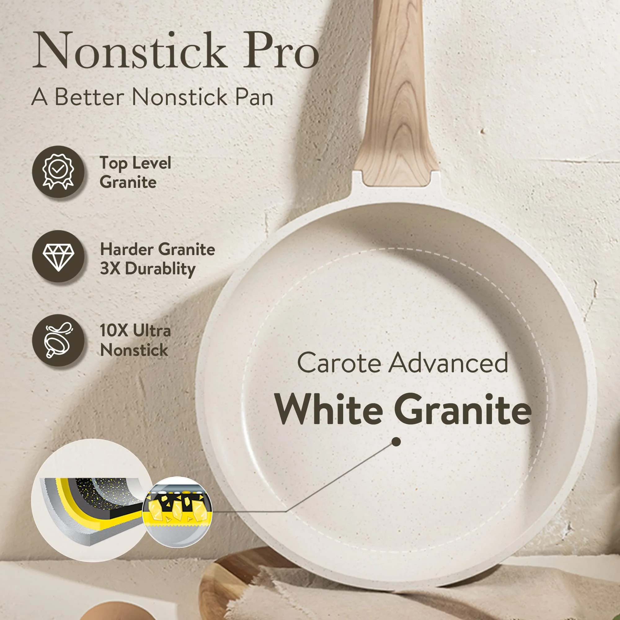 CAROTE 14 Pcs Pots and Pans Set, Nonstick Cookware Set