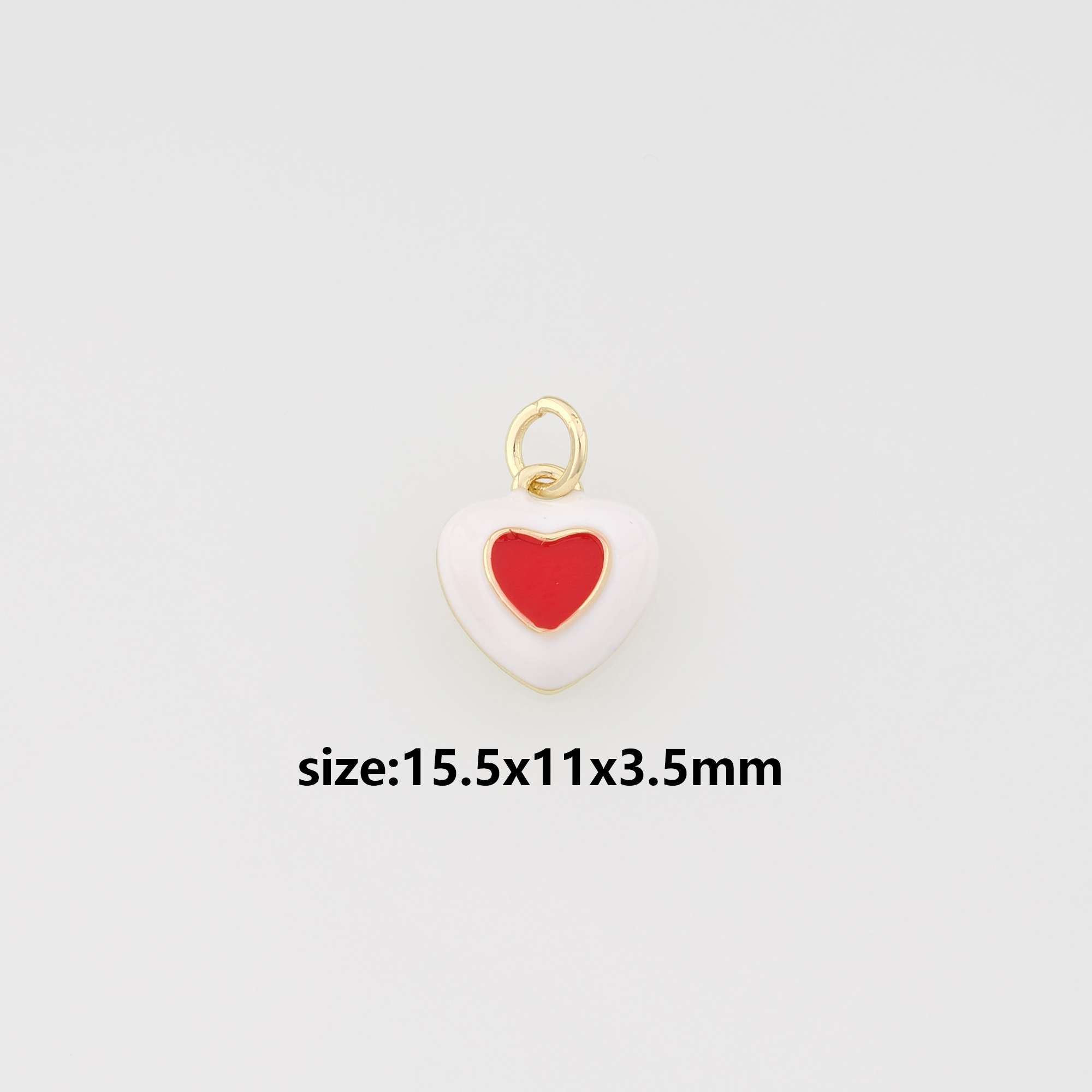 18K Gold Filled Heart Pendant,Enamel Heart Charm Earrings Necklace for DIY Jewelry Making Supply