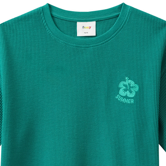 Famy Jungen T-Shirt mit Waffelstruktur