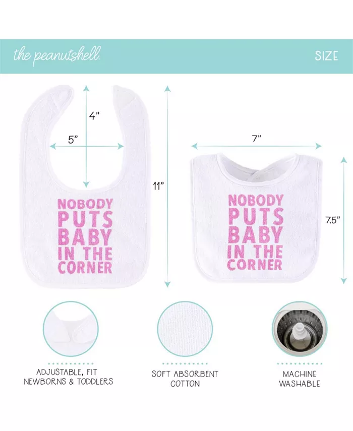 The Peanutshell Baby Girl Terry Bibs, 18 Pack for Feeding, Teething, or Drooling, Neutrals Pastel Girl