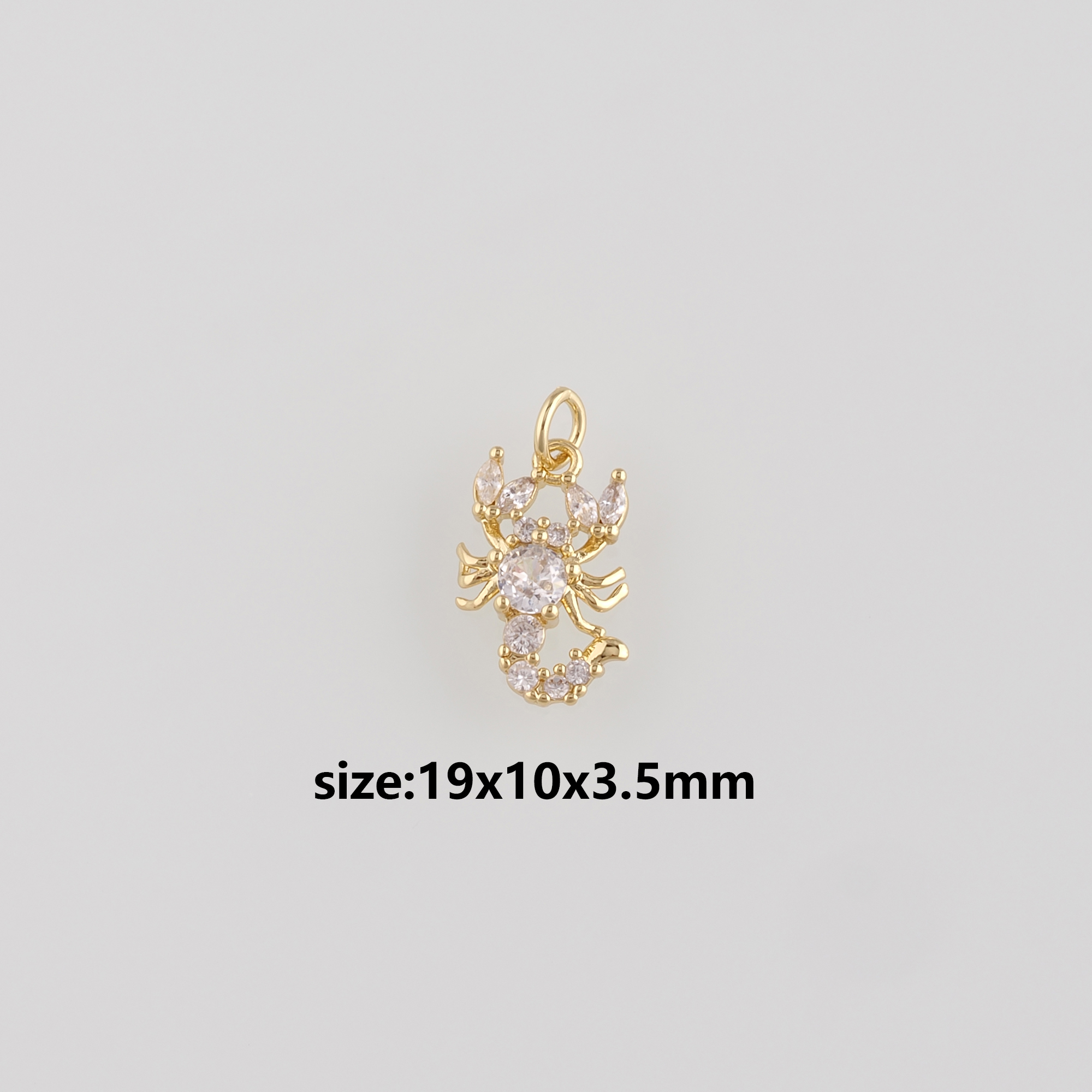 18K Gold Filled Scorpion Pendant,Zodiac Charm,CZ Micro Pave Scorpion Earrings Necklace for DIY Jewelry Making Supply