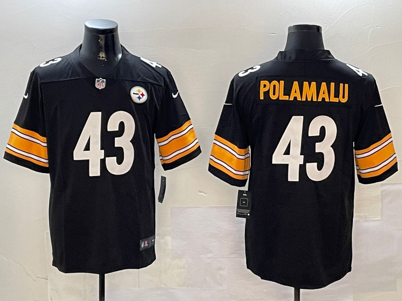Men's Pittsburgh Steelers Troy Polamalu #43 Black Game Jersey