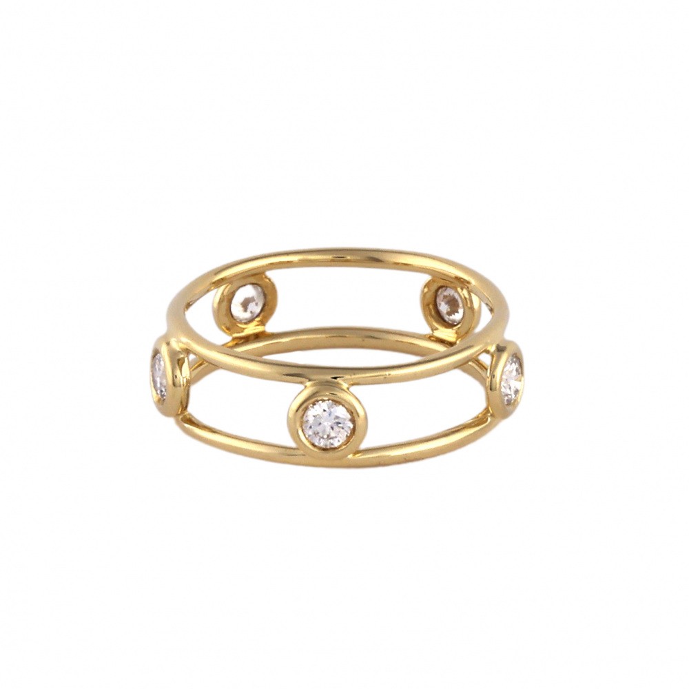 Tiffany & Co. Elsa Peretti Double Wire 5PD Ring 18K Yellow Gold Diamond