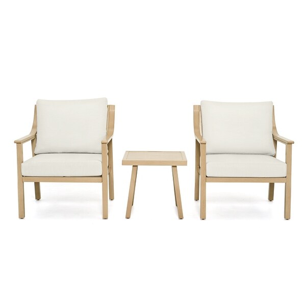 3Piece Aluminum Patio Conversation Set with End Table and Cushions