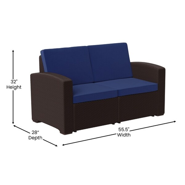 Faux Rattan Loveseat with AllWeather Cushions