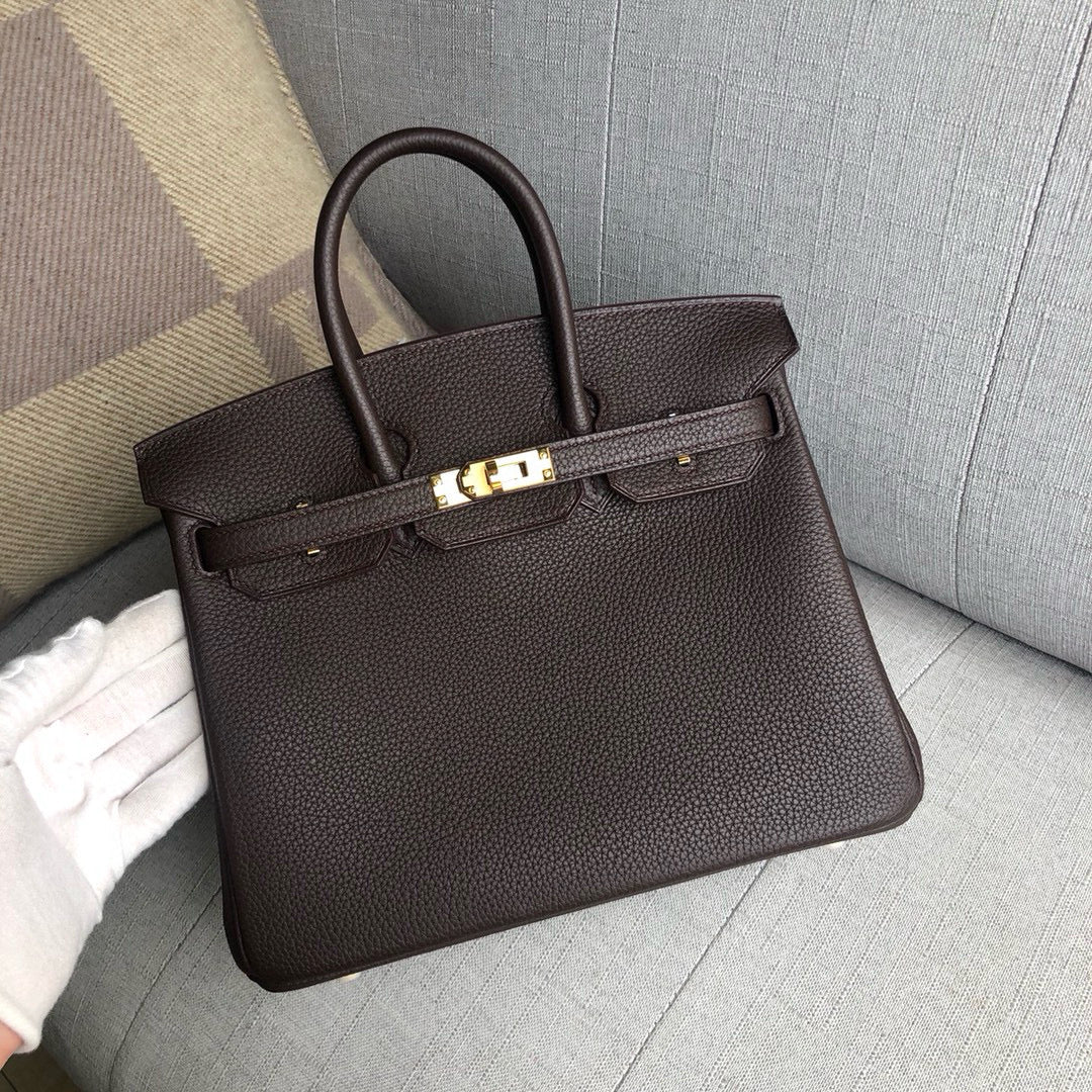 Hermes Birkin 25Cm Cafe Togo Leather Gold Hardware