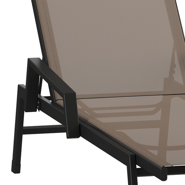 AllWeather Textilene Adjustable Chaise Lounge Chair with Arms