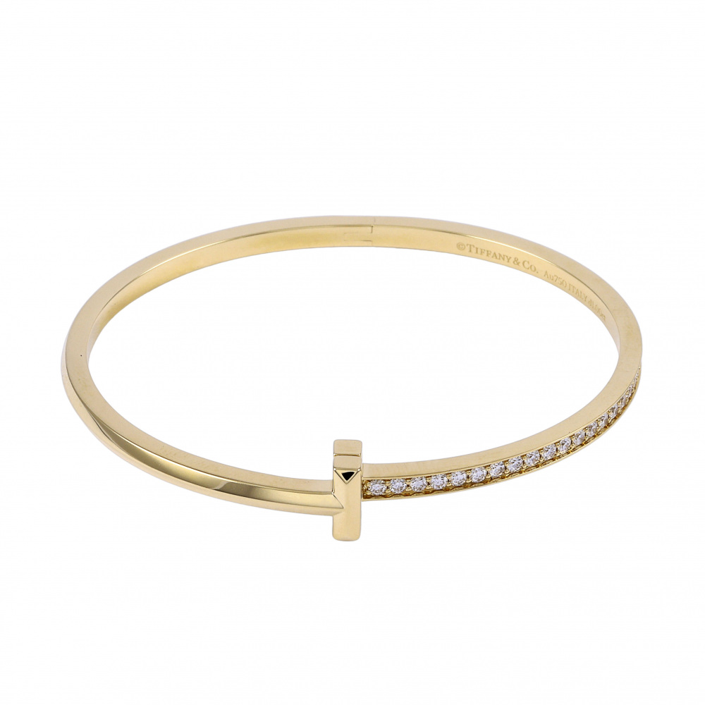 Tiffany & Co. Tiffany T T-one Narrow Hinge Bracelet 18K Yellow Gold Diamond 68315700