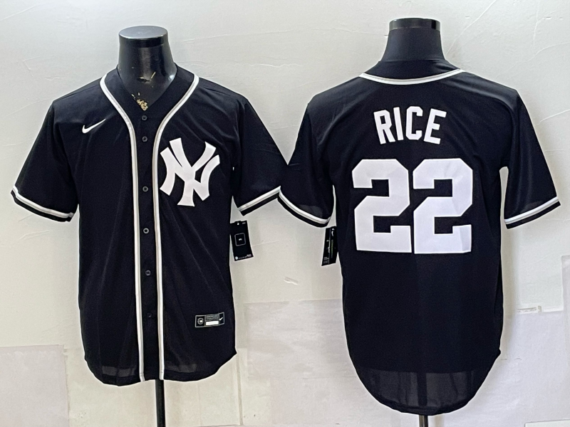 Men's New York Yankees Ben Rice #22 Fashion Black Out Replica Jersey