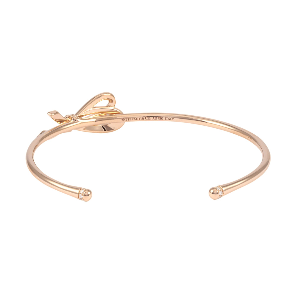 Tiffany & Co. Tiffany Bow Ribbon K18 Pink Gold Bangle Bracelet Diamond