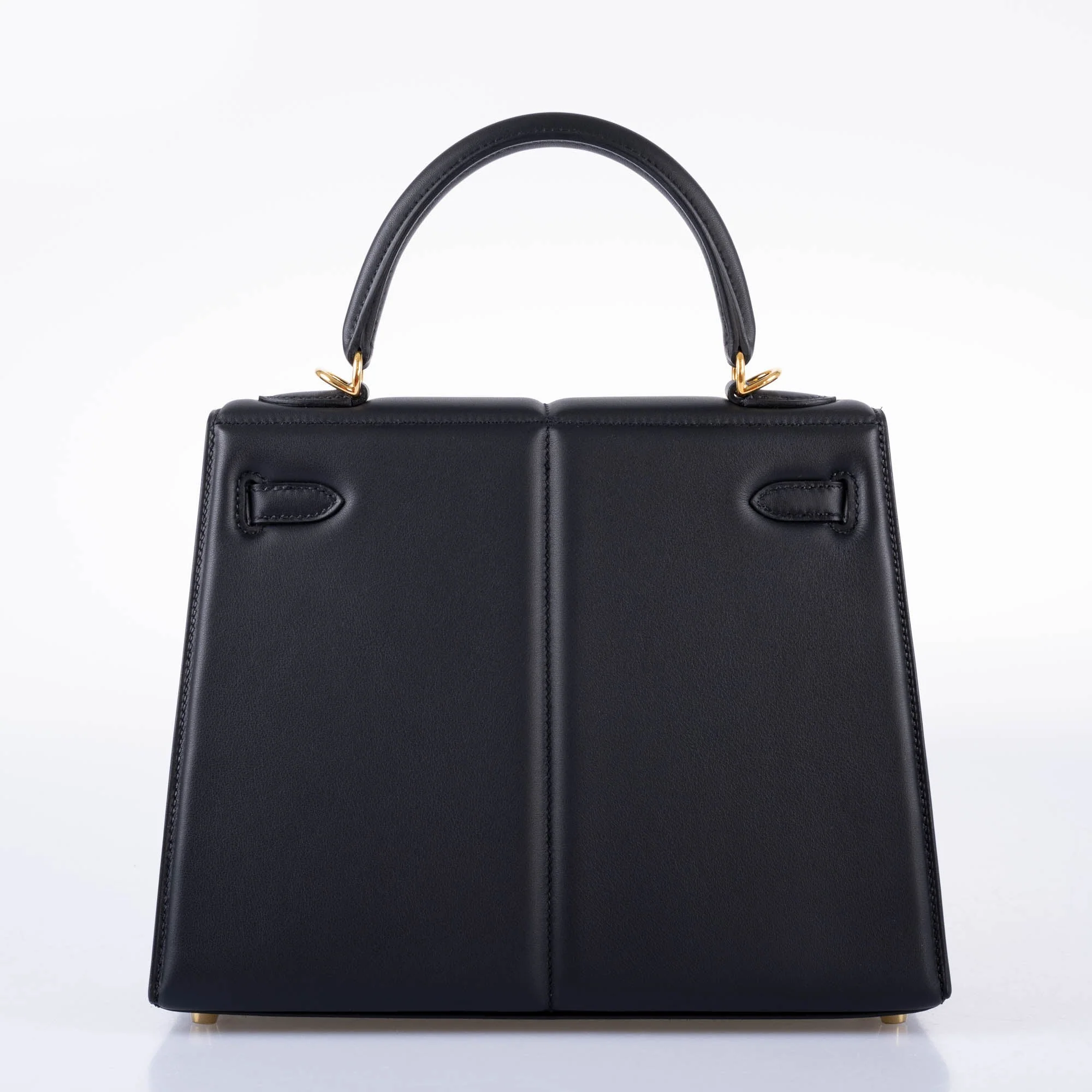 Hermès Kelly 25 Padded Sellier Black Barenia and Swift Leather Gold Hardware