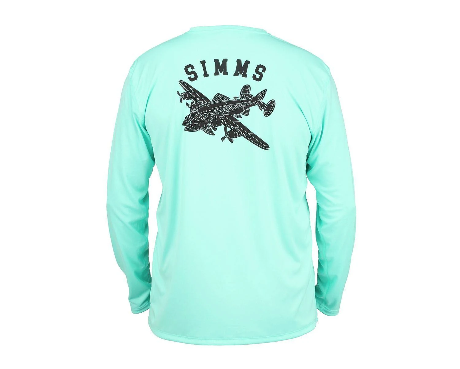 Simms Men&s Solar Tech LS Tee - Small - Muskie Face White