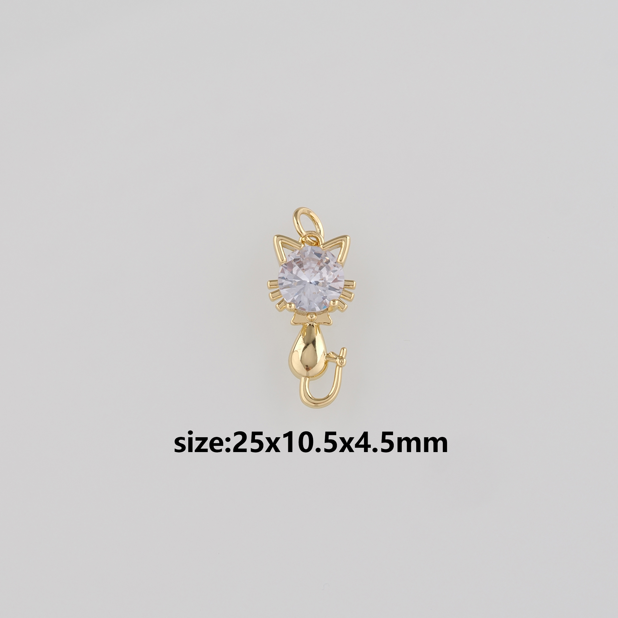 CZ Micro Pave Animal Pendant,18K Gold Filled Cat Charm Earrings Necklace for DIY Jewelry Making Supply