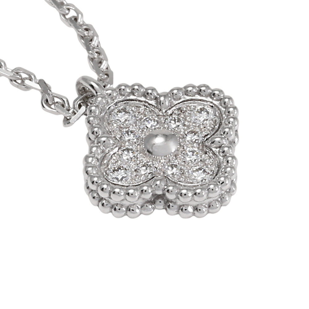 Van Cleef & Arpels Sweet Alhambra Necklace 18K White Gold Diamond VCARO85900