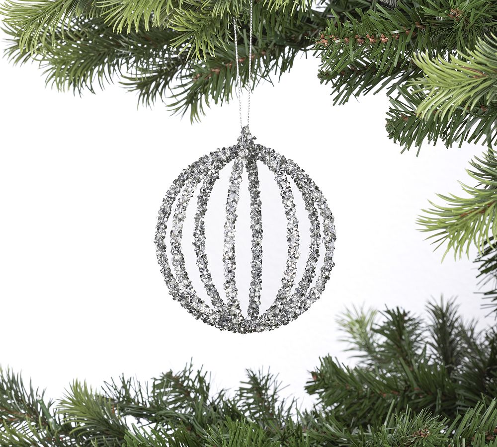 Shatterproof Sparkling Silver Ornament Sets